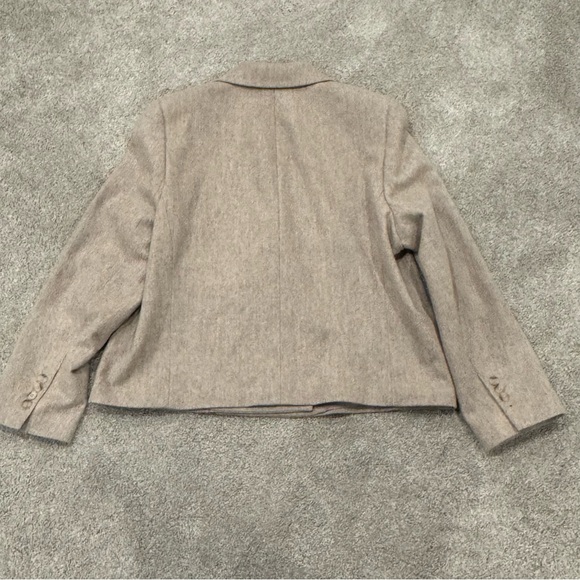 Banana Republic Taupe Herringbone Wool Flannel Crop Blazer Size 16 NWOT - Picture 6 of 11